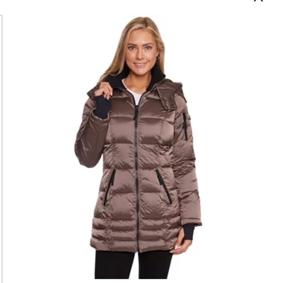 New HALITECH Down Filled Quilted Red Hooded Jacket XL - Picture 4 of 11